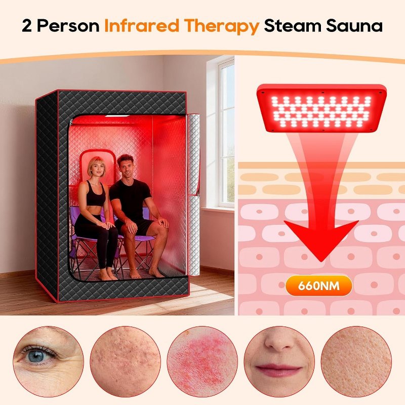 Podwójna sauna infrared Morfone z czerwonym światłem