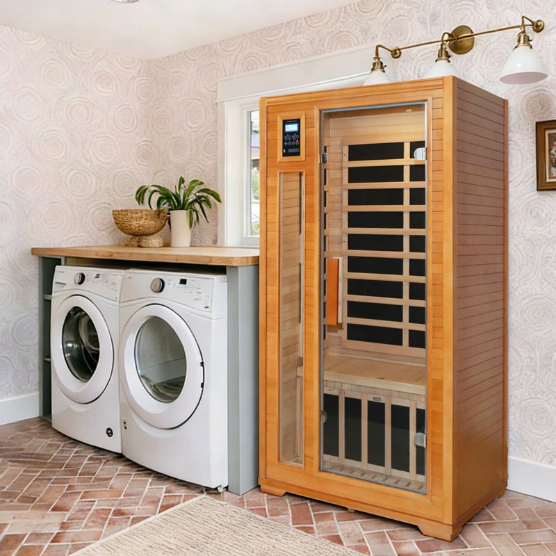 Niskie EMF sauna infrared EAGLE PEAK z drewna hemlock
