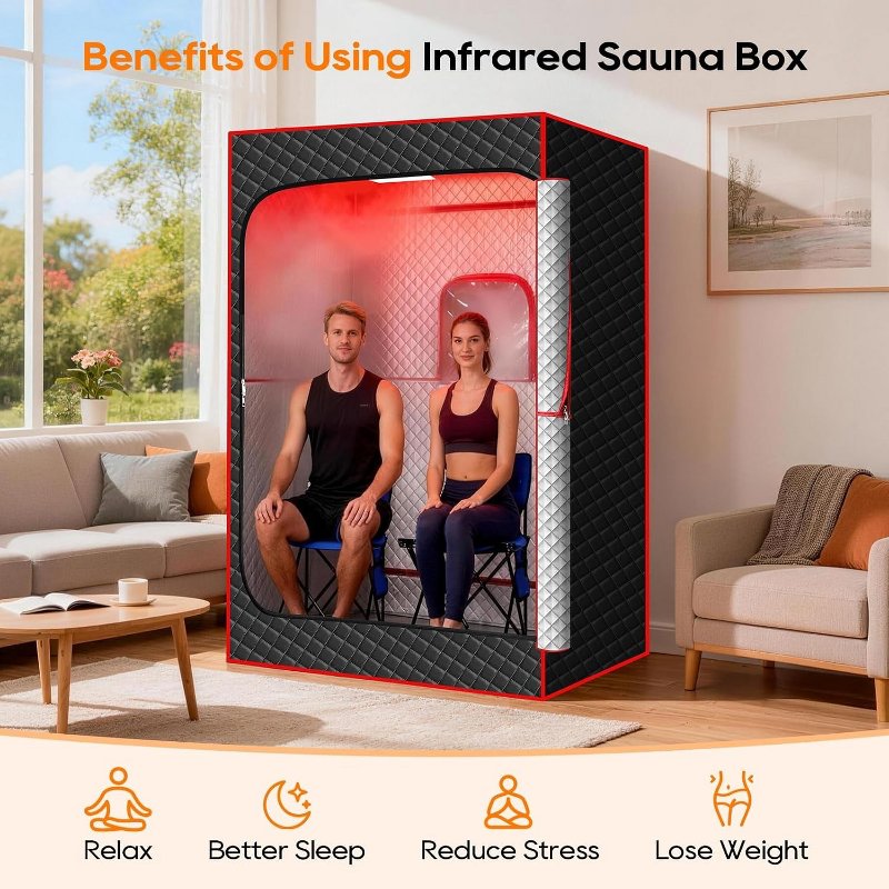 Podwójna sauna infrared Morfone z czerwonym światłem
